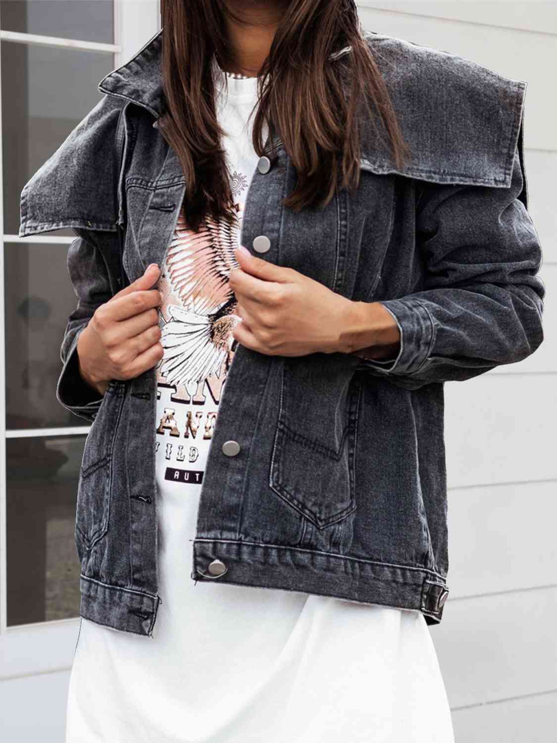 Berg-Feldt | Kragenhals Knopfverschluss Denimjacke