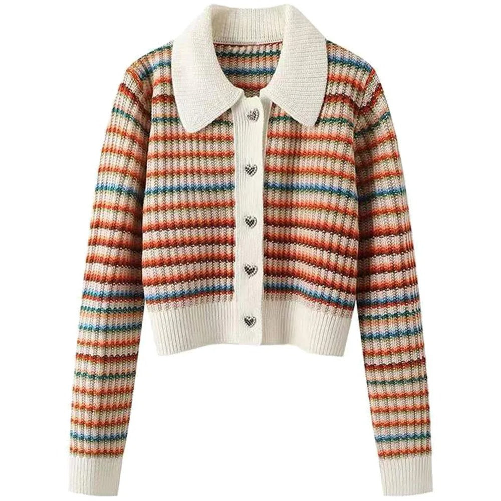 Berg-Feldt | Gestreifte Strickjacke mit Kragen