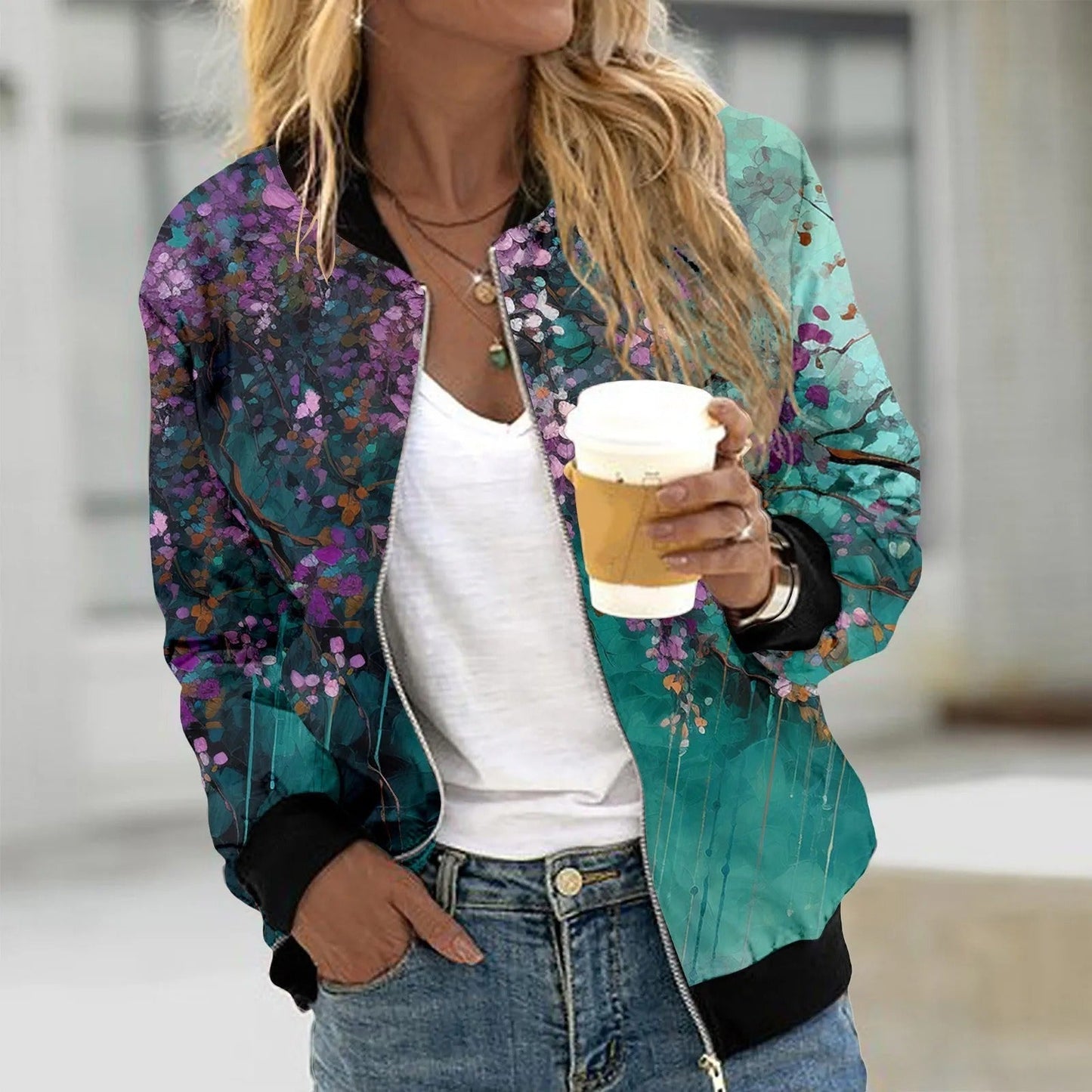 Blouson bomber femme Silvia - Imprimé floral vintage