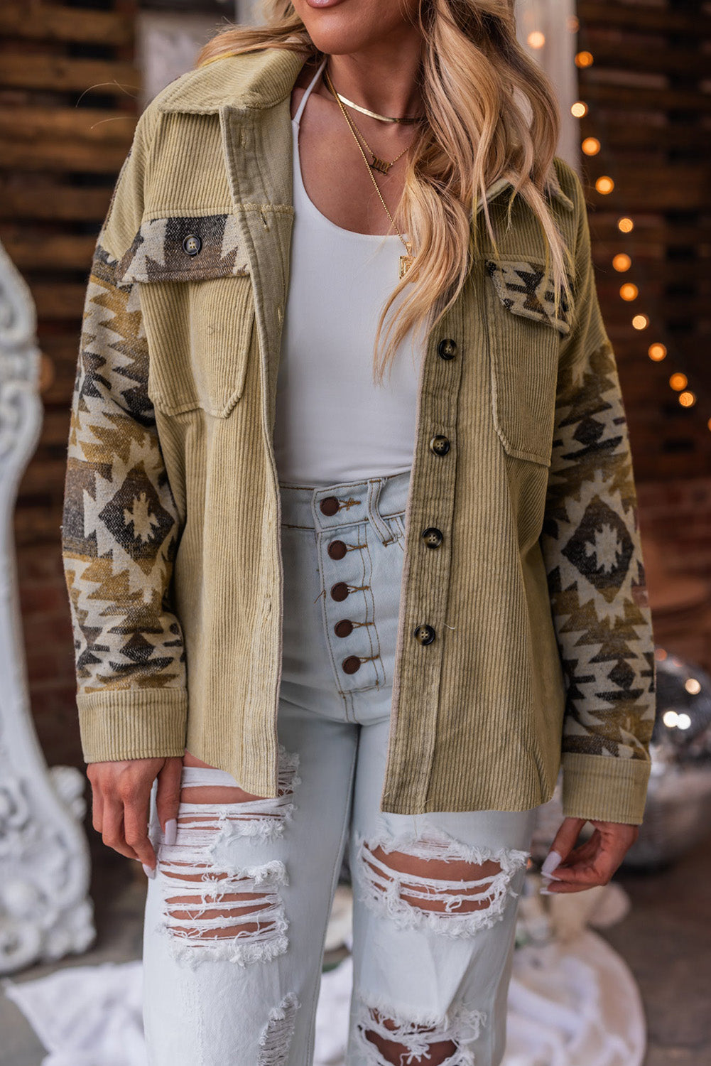 Berg-Feldt | Veste chemise à motif aztèque Coton Confort et style