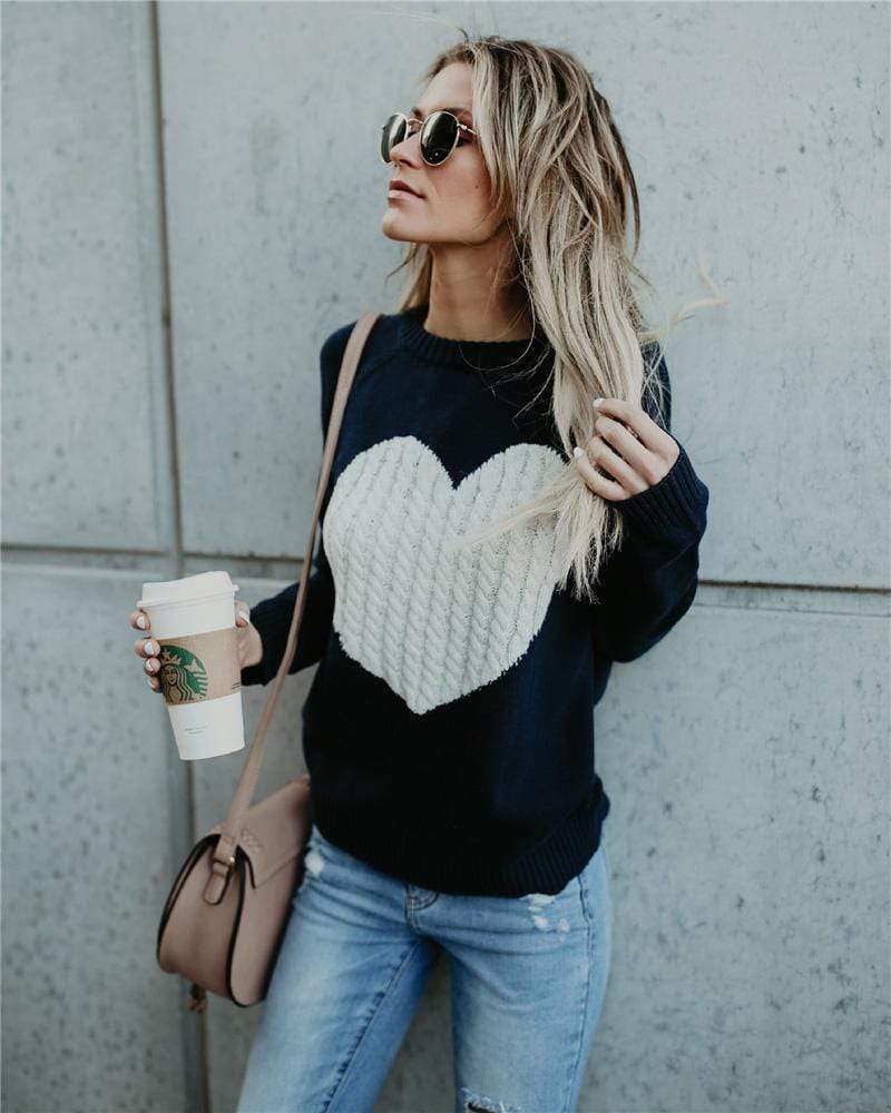 Berg-Feldt | Herz Patchwork Pullover Strickdesign Lässiger Komfort