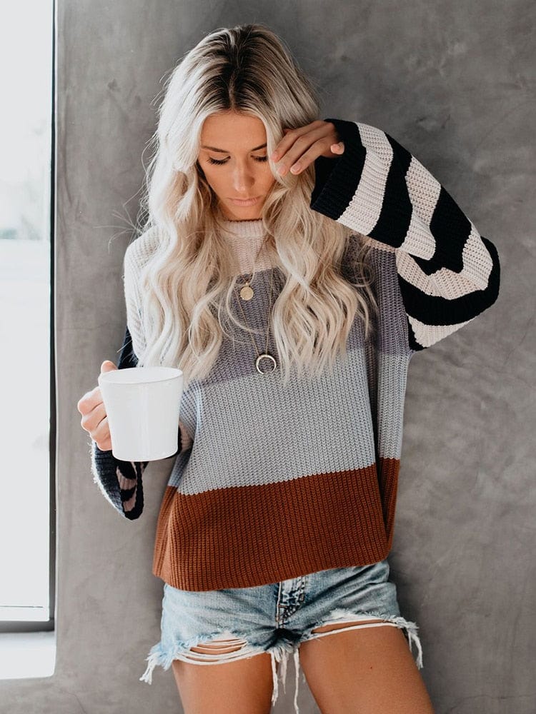 Berg-Feldt | Strickbluse mit Blockstreifen Lässiger Komfort Entspanter Stil