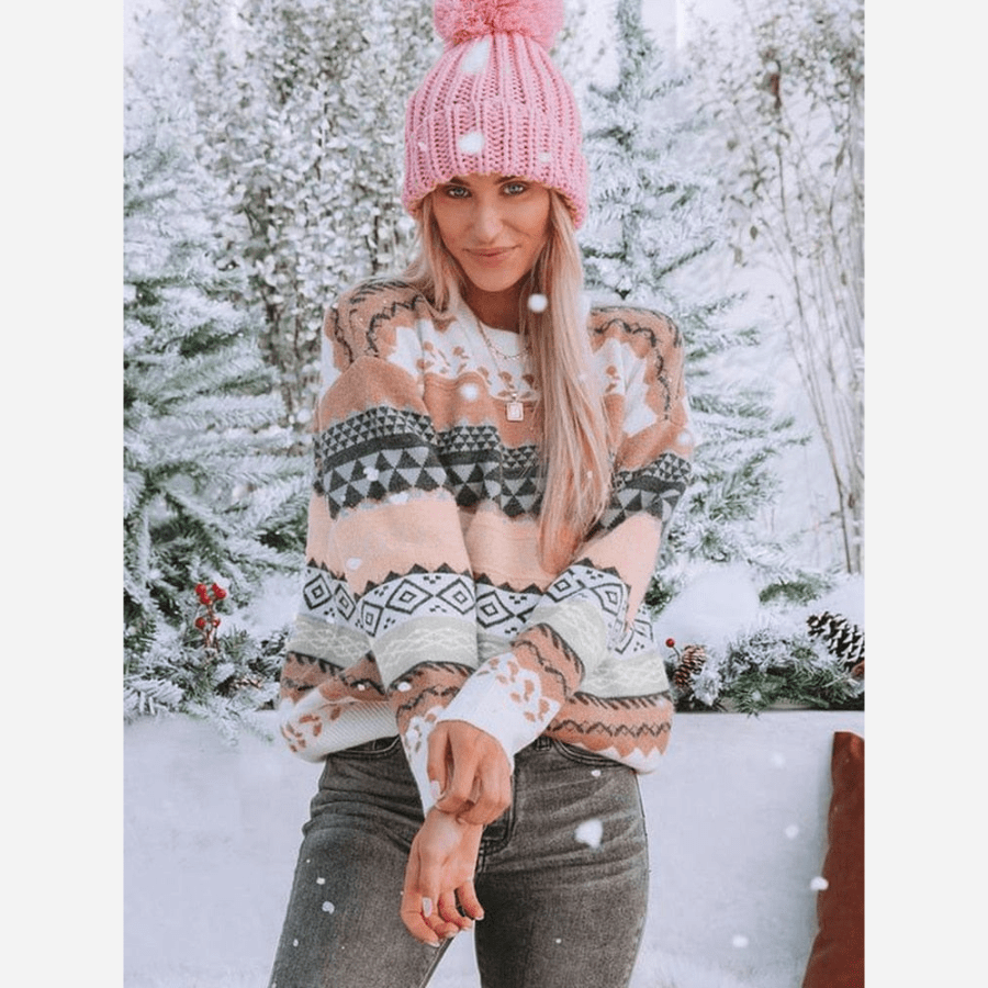 Berg-Feldt | Pull Tricoté Bohème Motif Tricot Doux Confort Hivernal