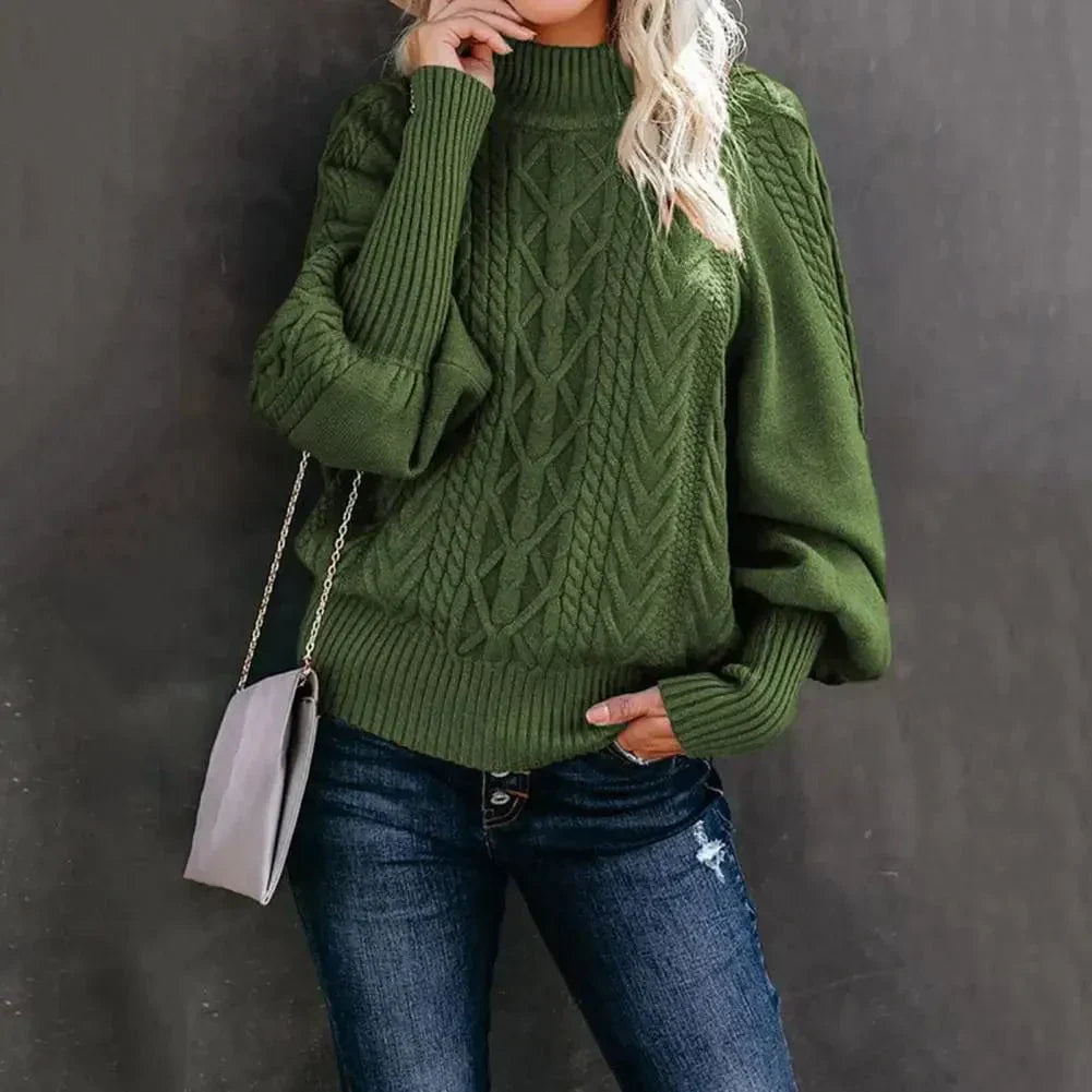 Berg-Feldt | Pull en tricot épais avec col montant, motif torsadé, chaleur et confort