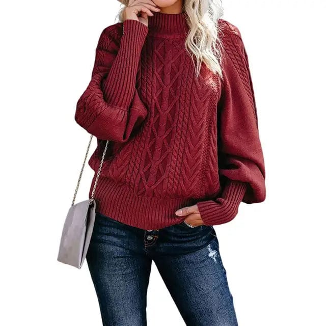Berg-Feldt | Pull en tricot épais avec col montant, motif torsadé, chaleur et confort