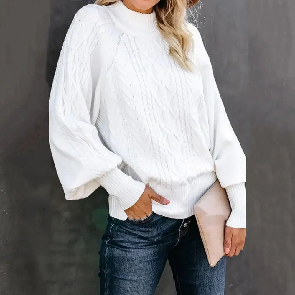 Berg-Feldt | Pull en tricot épais avec col montant, motif torsadé, chaleur et confort