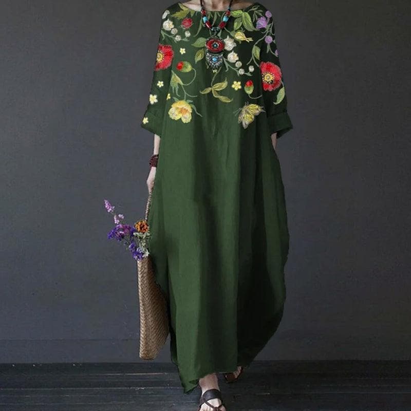 Brelhilda Robe longue en voile à fleurs