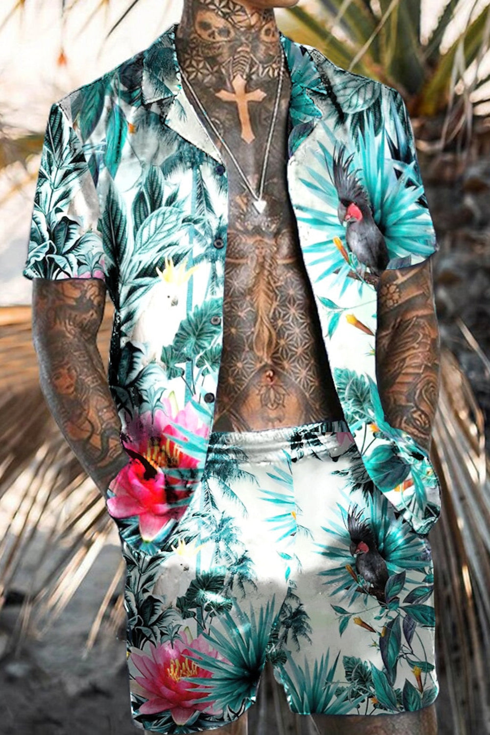 Ensemble chemise hawaïenne colorée par Theophil