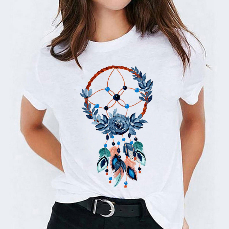 Süßes Cartoon-Shirt mit kurzen Ärmeln von Fudus
