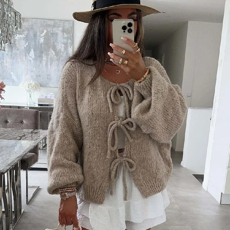 Berg-Feldt | Strickcardigan mit Schleifen Weich und Warm Trendy Look