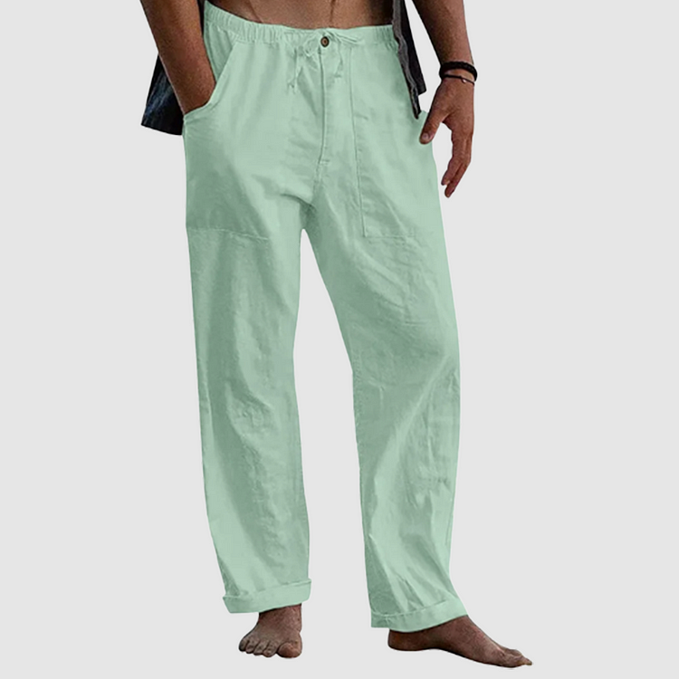Pedro: Pantalon ample en lin pour homme avec cordon de serrage