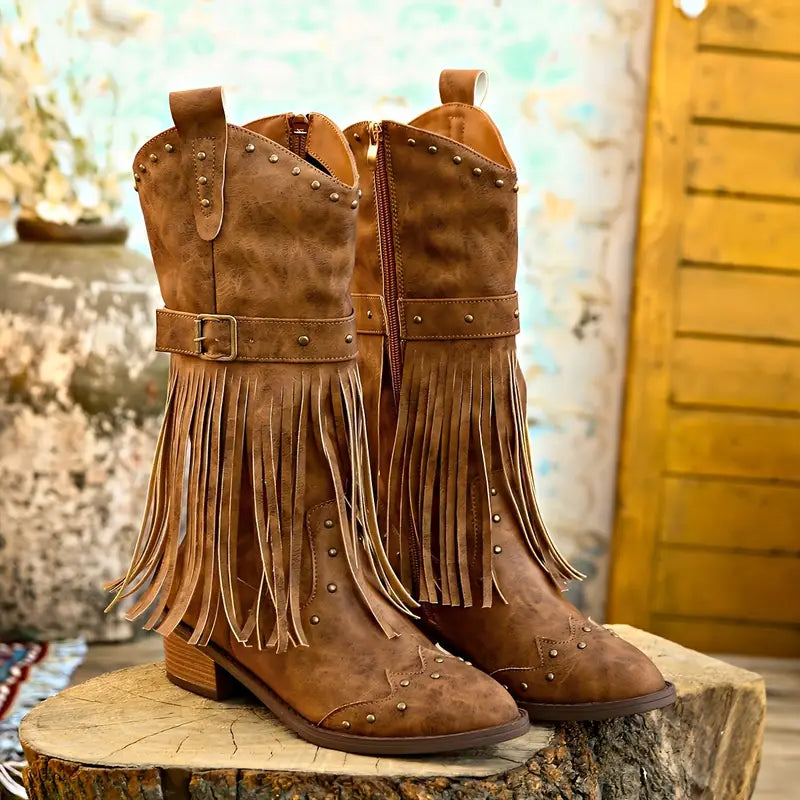 Berg-Feldt | Quasten Bedeckte Damenstiefel mit Blockabsatz