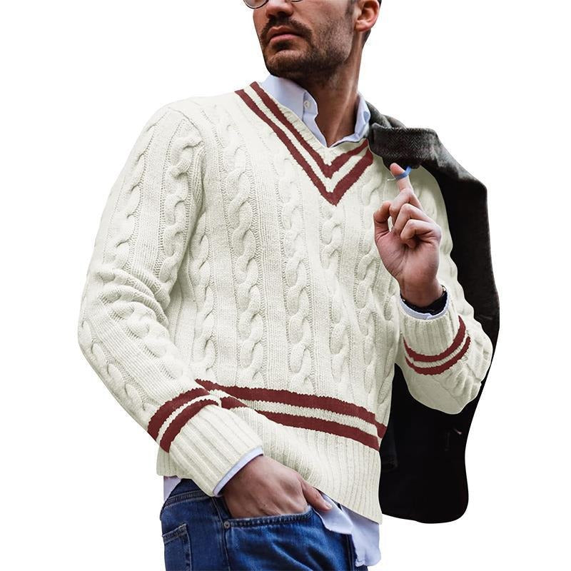 Garrick : Pull rayé moderne à col en V