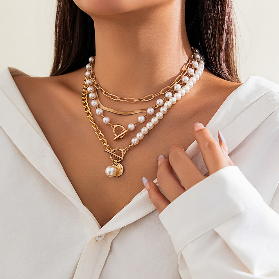 Fudus Collier de perles à plusieurs rangs