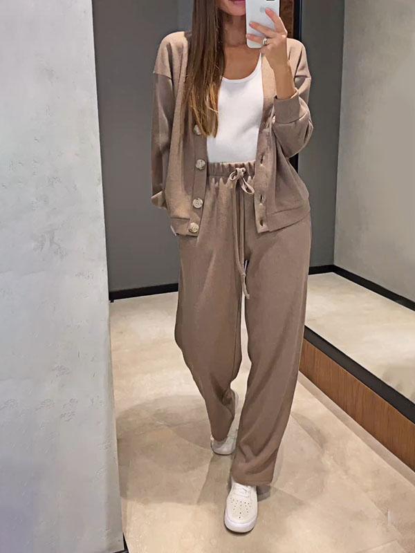 Berg-Feldt | lässiges V-Ausschnitt Pullover- und Hose-Set