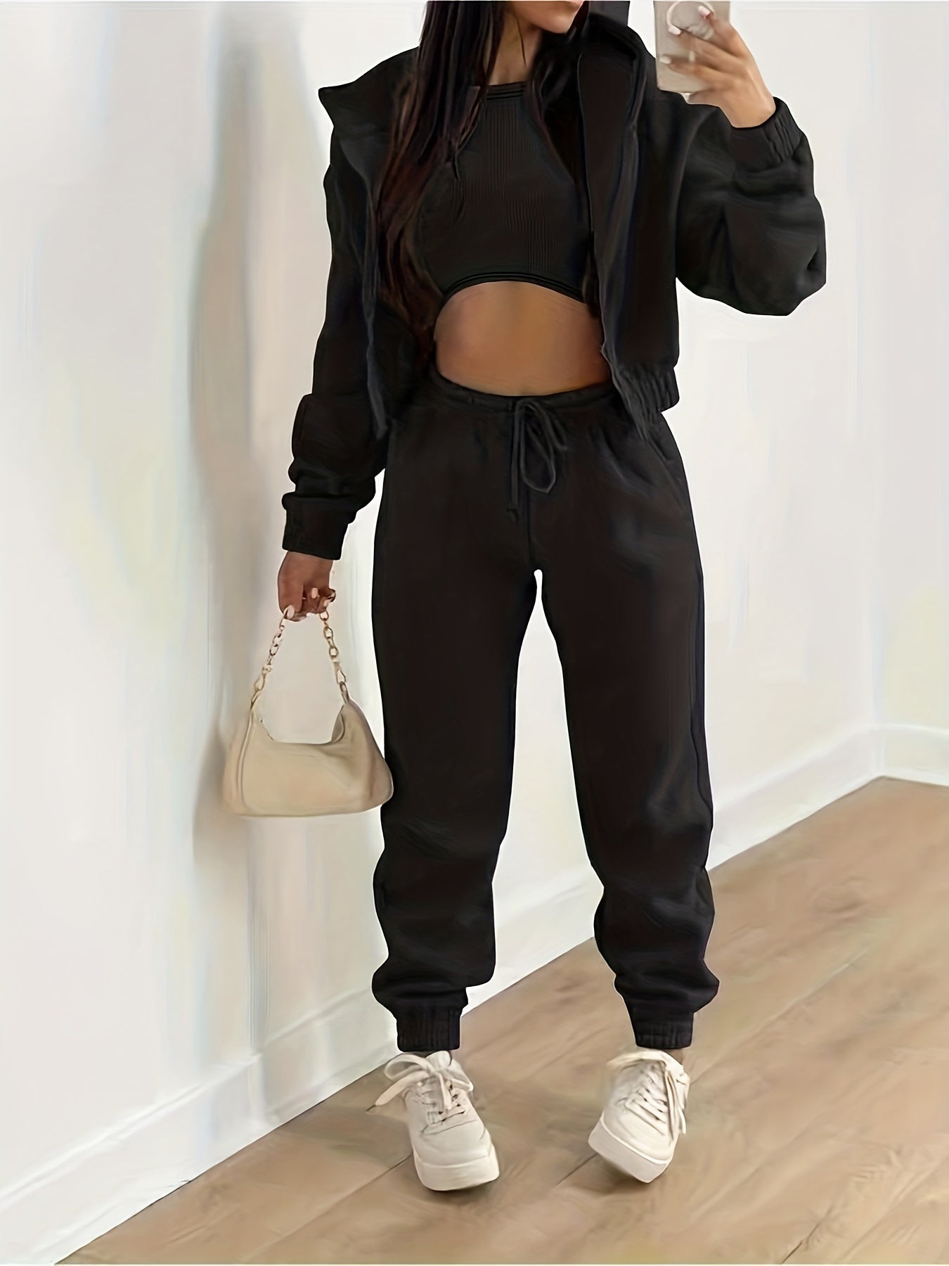 Berg-Feldt | Kapuzenjacke & Tanktop & Jogginghose Drei Teilige Satz Outfits