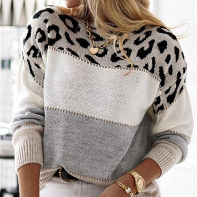 Berg-Feldt | Pullover mit Strick und Leopardenmuster