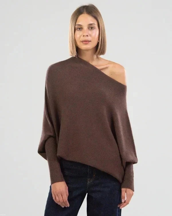 Berg-Feldt | Sweatshirt - Asymmetrisch Drapierter Off-Shoulder Pullover