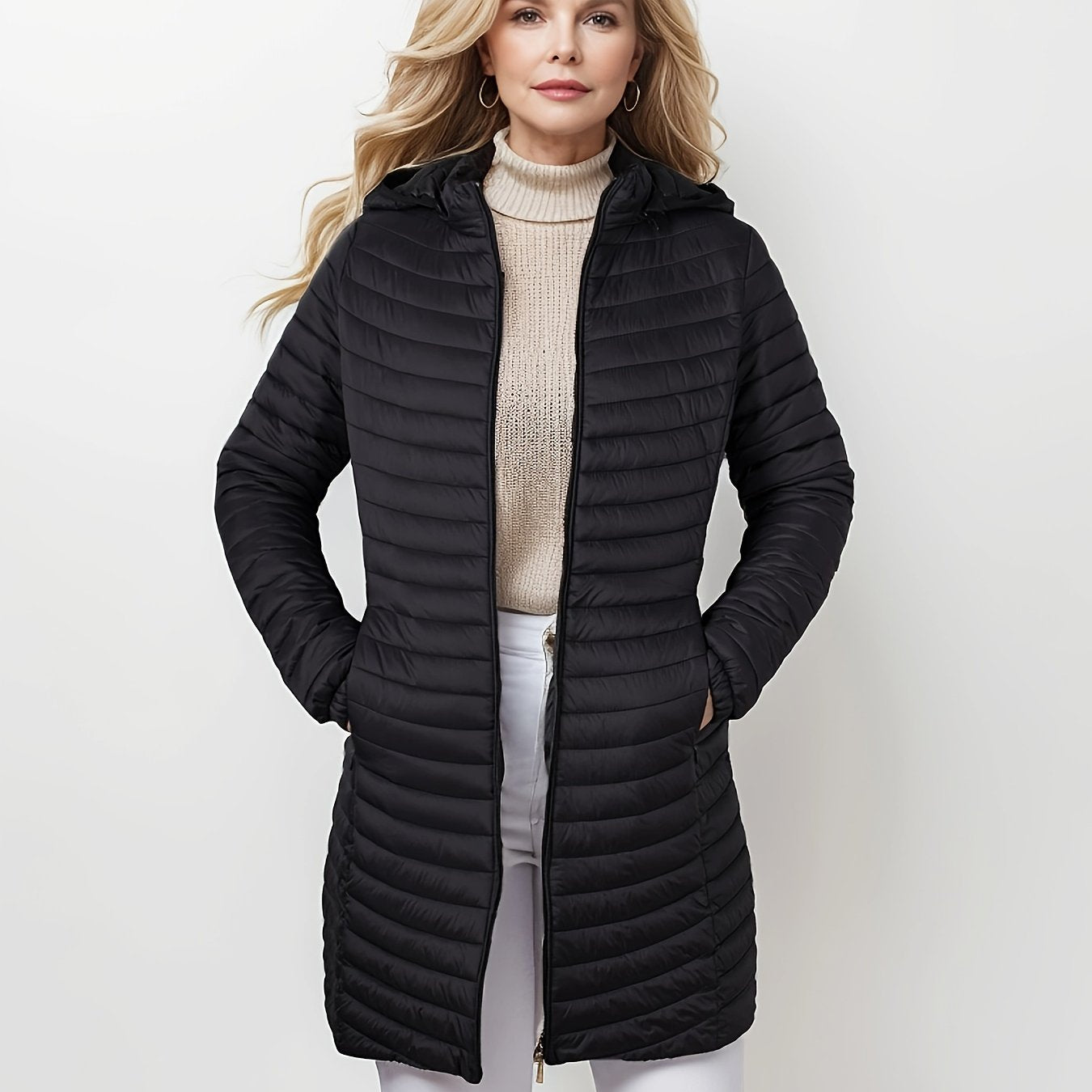 Berg-Feldt | Lässige Steppjacke mit Kapuze und Reißverschluss Auf Der Vorderseite