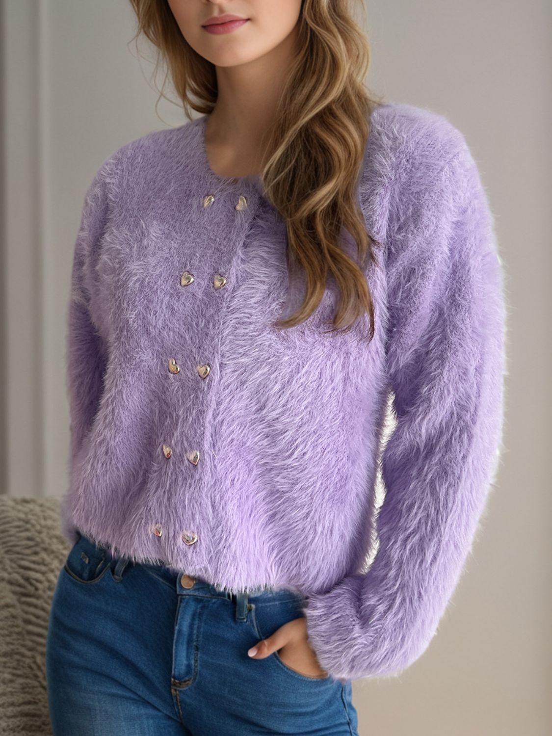 Berg-Feldt | Pelzstrick-cardigan Weicher Faux Fur Elegantes Design