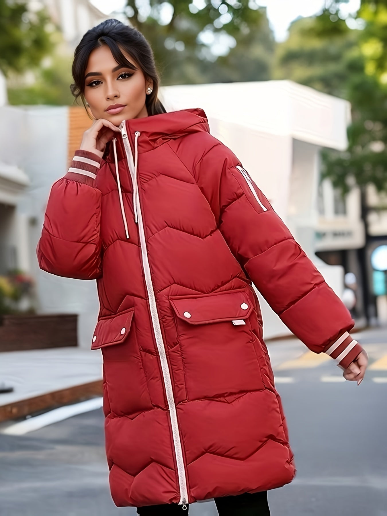 Berg-Feldt | Dicke, Lässige Winterjacke mit Taschen und Kapuze für Frauen Ideal für Herbst und Winter