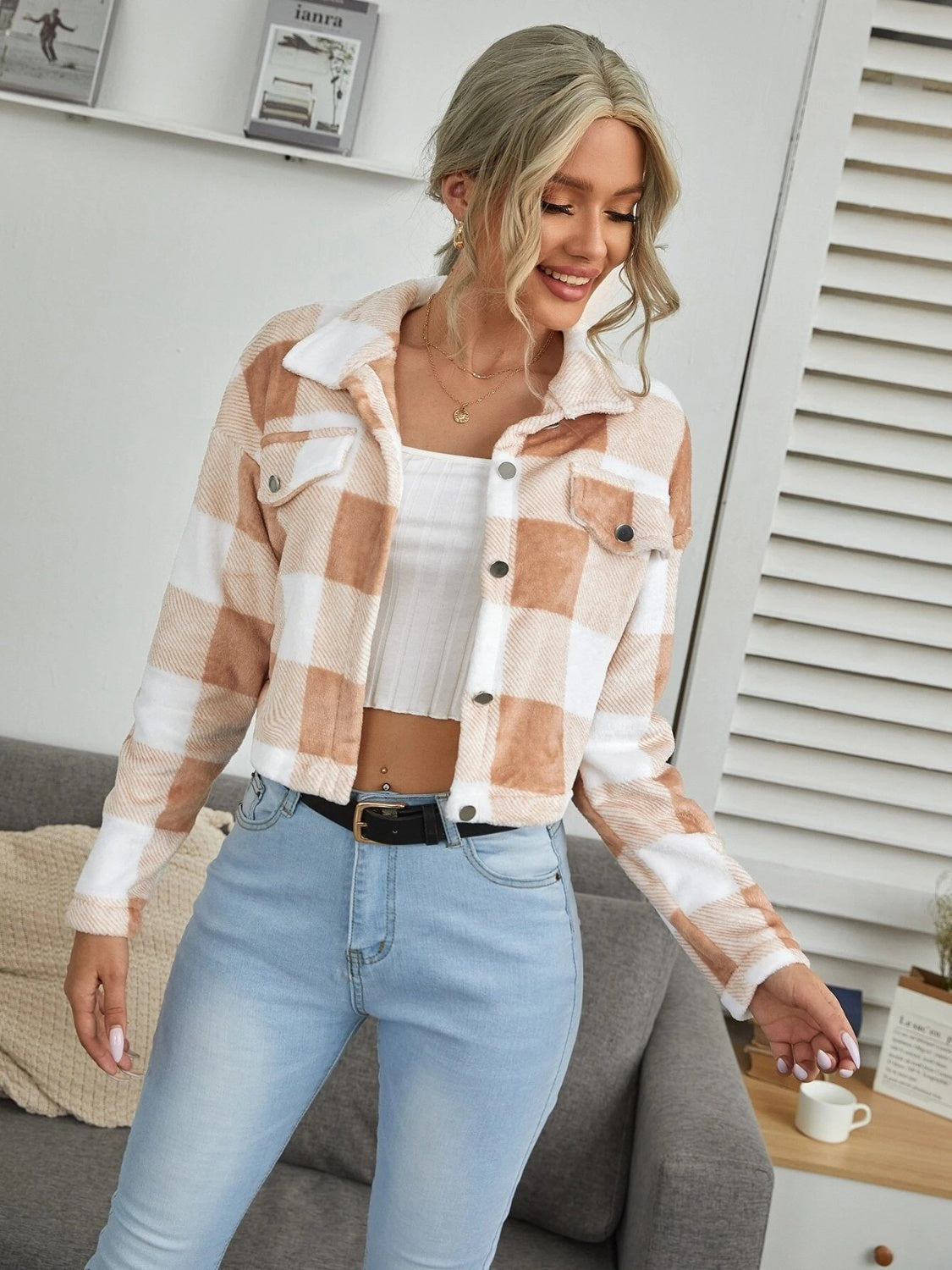 Berg-Feldt | Karierter Button-Down-Kragenjacke