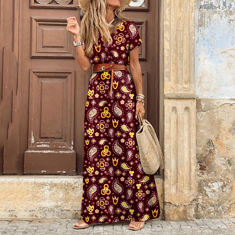 Robe florale Fudus style bohème avec col en V