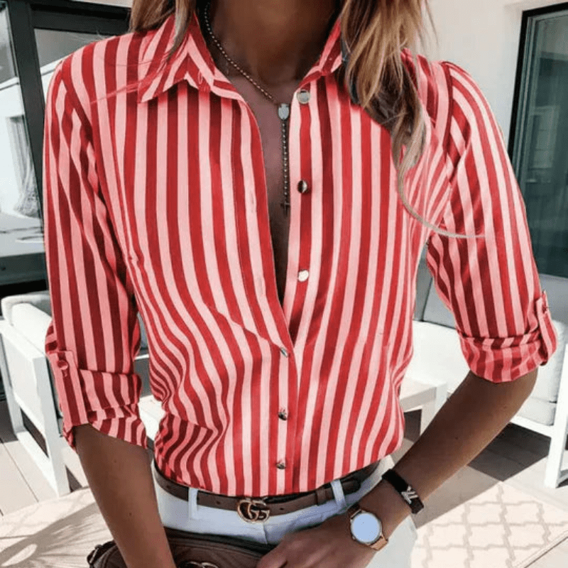 Berg-Feldt Women's Top: Striped Nautical Blouse