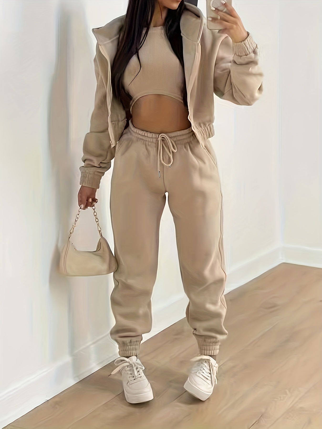 Berg-Feldt | Kapuzenjacke & Tanktop & Jogginghose Drei Teilige Satz Outfits