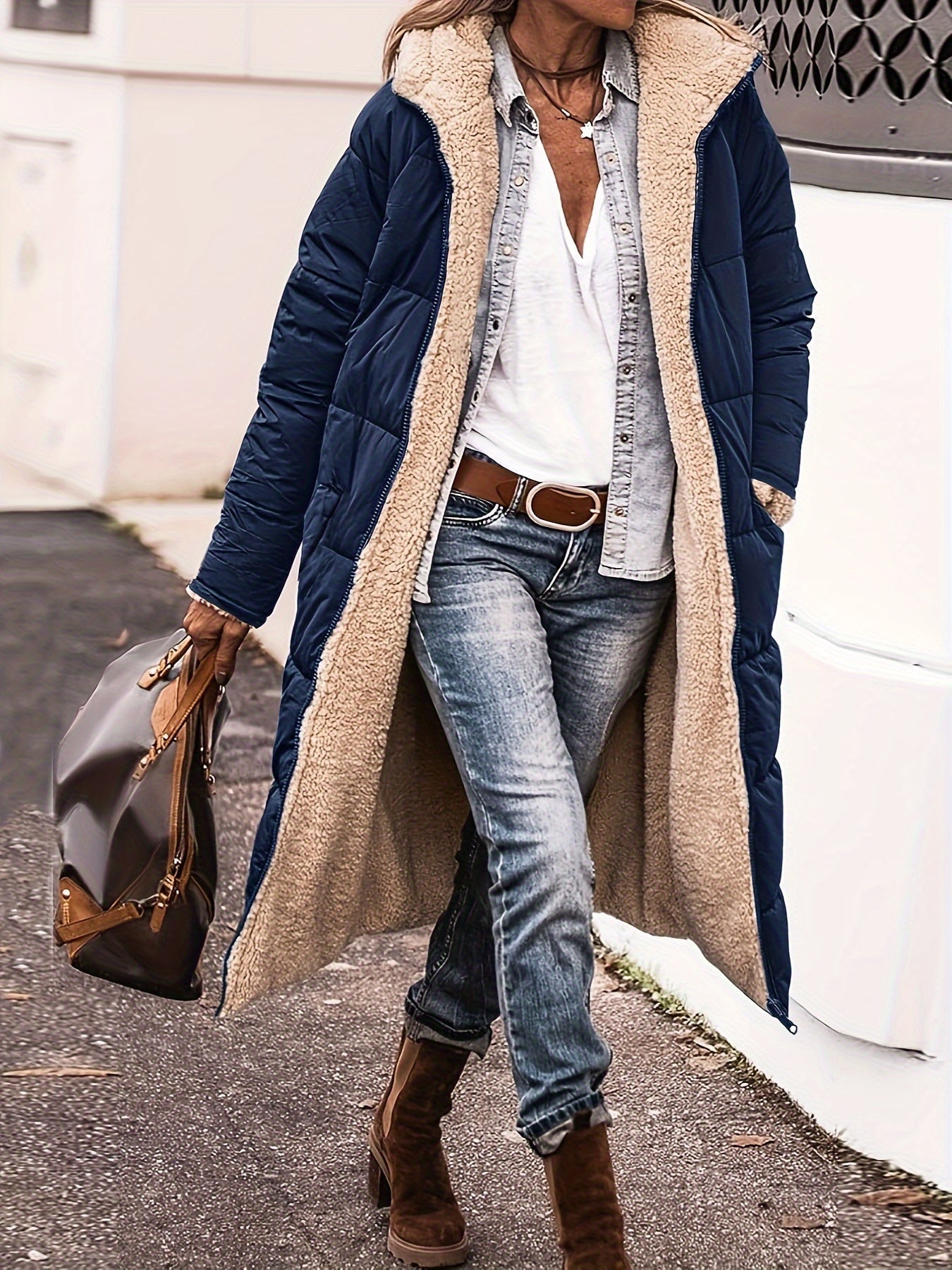 Berg-Feldt | Lang gesteppter Mantel mit Fleece-Futter für Frauen Ideal für den Winter