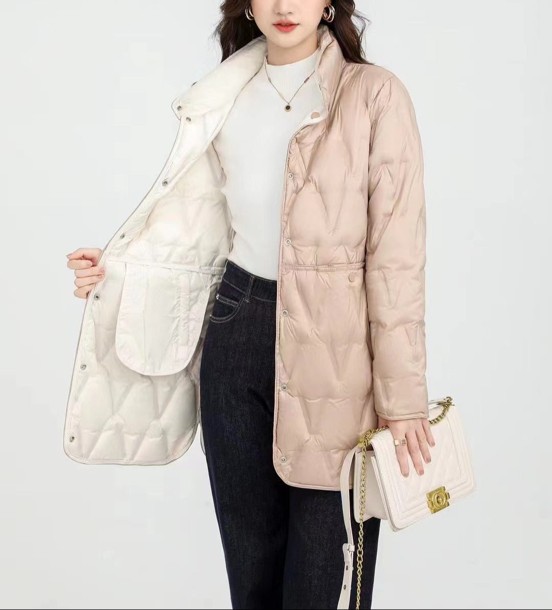 Berg-Feldt | Mock-Snap-Button Gesteppte Pufferjacke