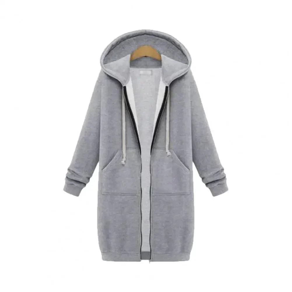 Sweat à capuche uni à manches longues Fudus pour femme