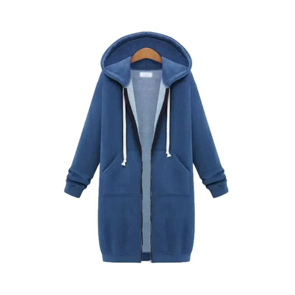 Sweat à capuche uni à manches longues Fudus pour femme