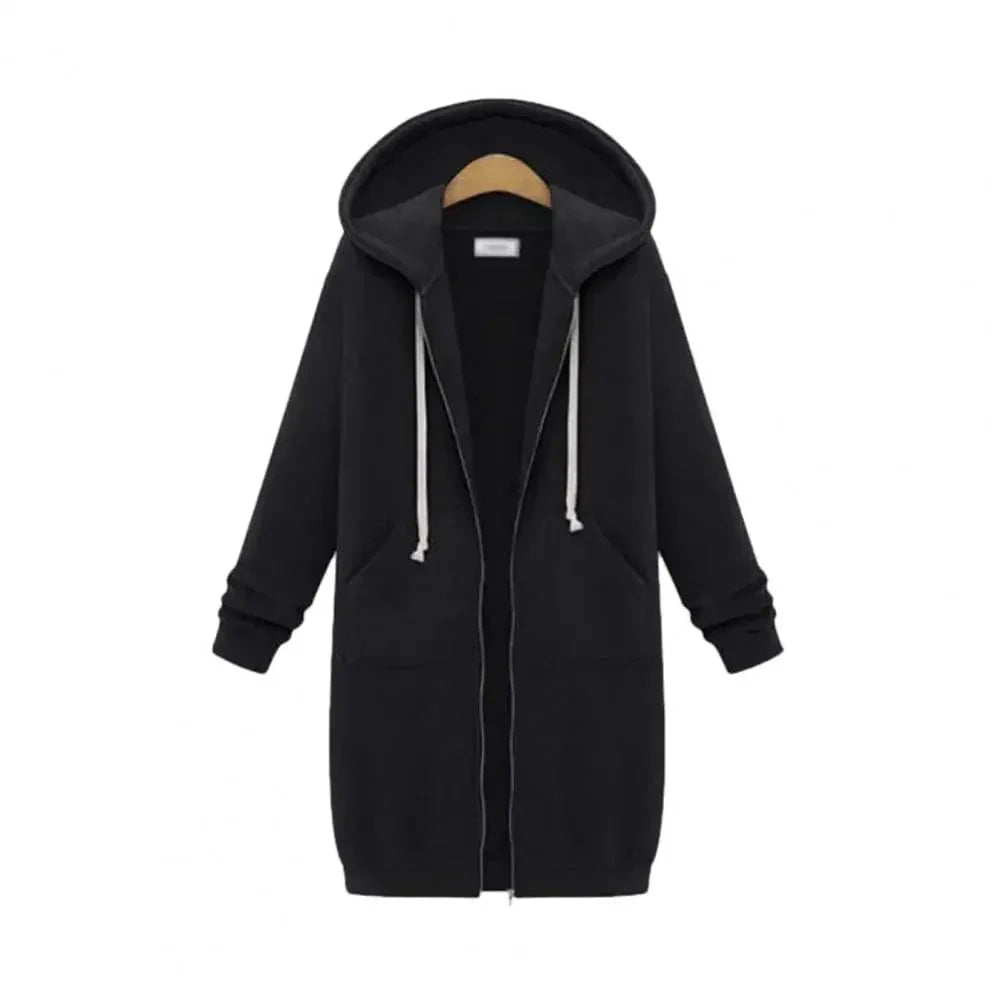 Sweat à capuche uni à manches longues Fudus pour femme