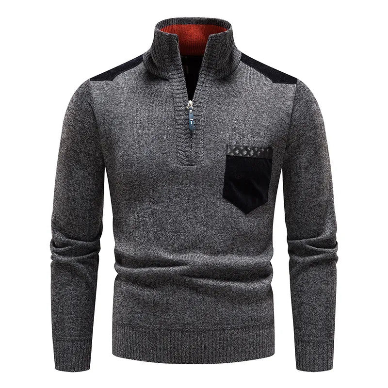 Pull pour homme à col roulé et fermeture éclair