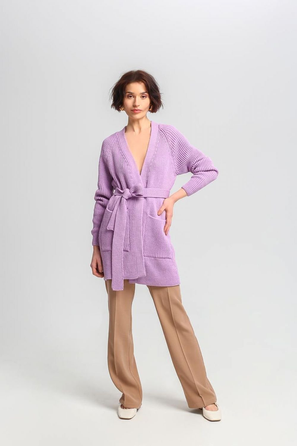 Berg-Feldt | Lang Rib-strickjacke Gürtel in Der Taille Elegant und Warm