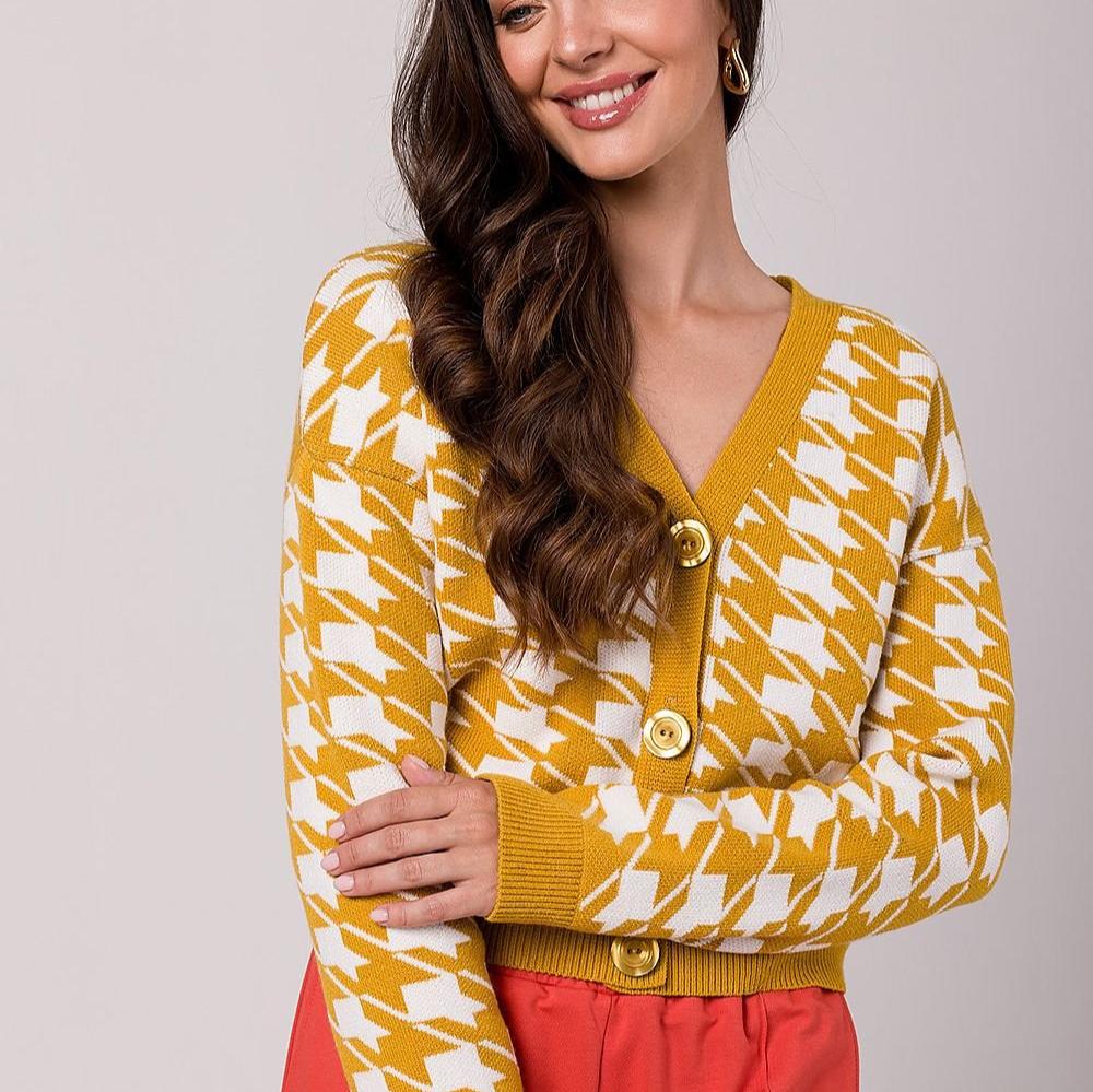 Berg-Feldt | Hahnentritt Cardigan Weiche Strickware Zeitloses Muster