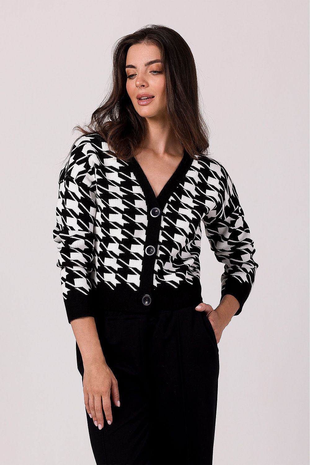 Berg-Feldt | Hahnentritt Cardigan Weiche Strickware Zeitloses Muster