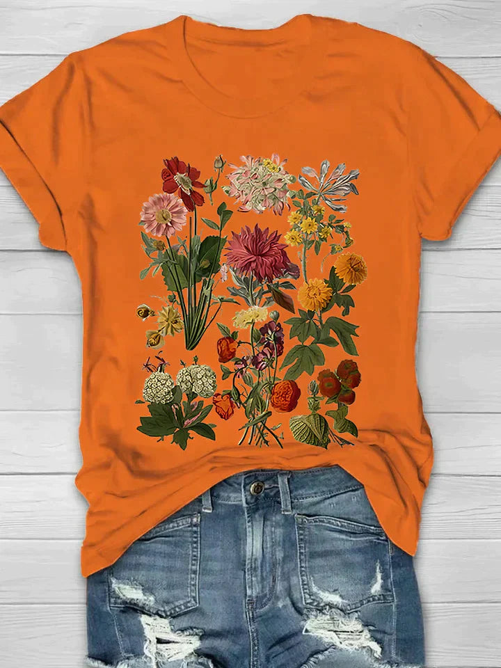 T-shirt femme avec imprimé floral vintage Fudus