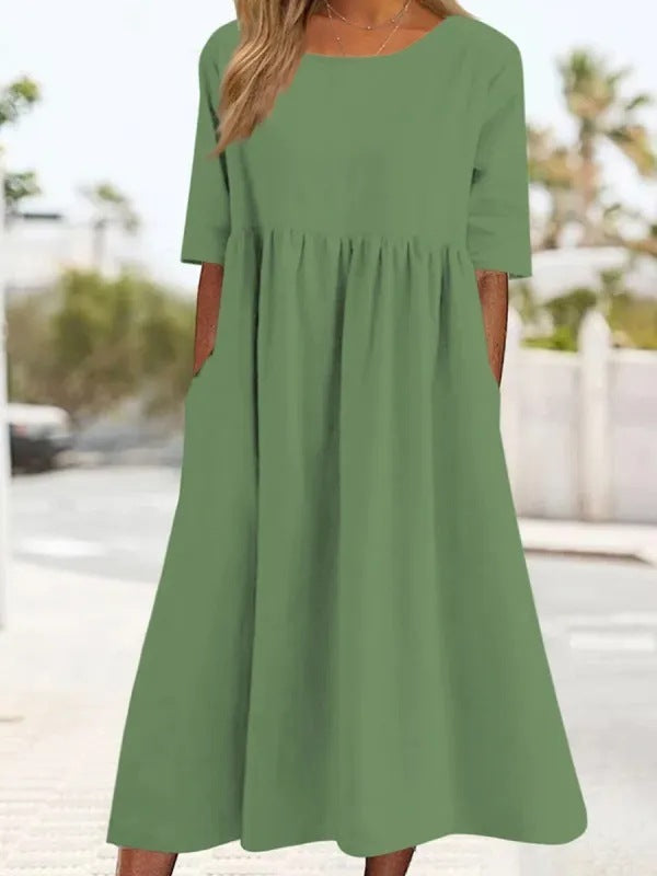 Robe en coton et lin pour femme par Fudus avec poches