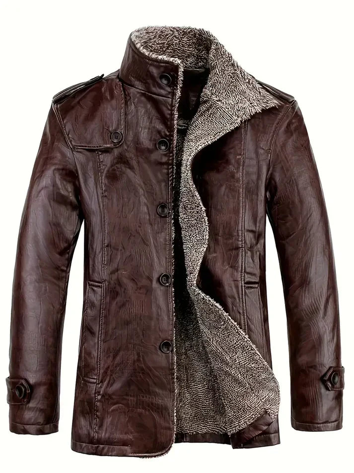 Berg-Feldt | Herren Lederjacke mit Fleece-Futter