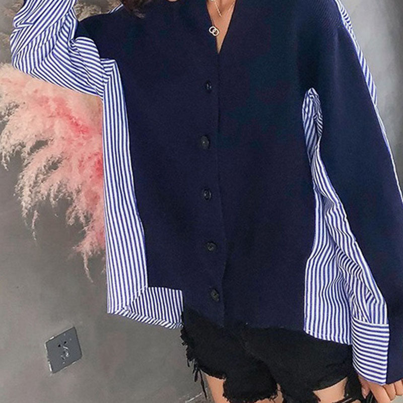 Berg-Feldt | Einzigartiger Strickcardigan mit Hemdärmeln Weich und Trendy Kontrastdesign