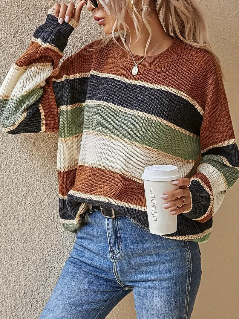Berg-Feldt | Farbblock Rundhals Pullover mit Klassischem Design