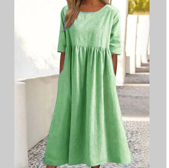 Robe en coton et lin pour femme par Fudus avec poches