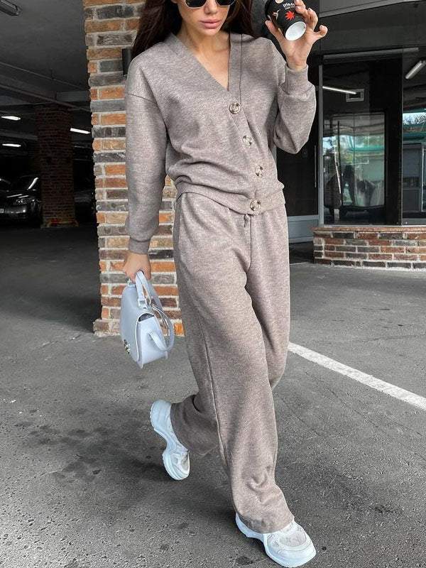 Berg-Feldt | lässiges V-Ausschnitt Pullover- und Hose-Set