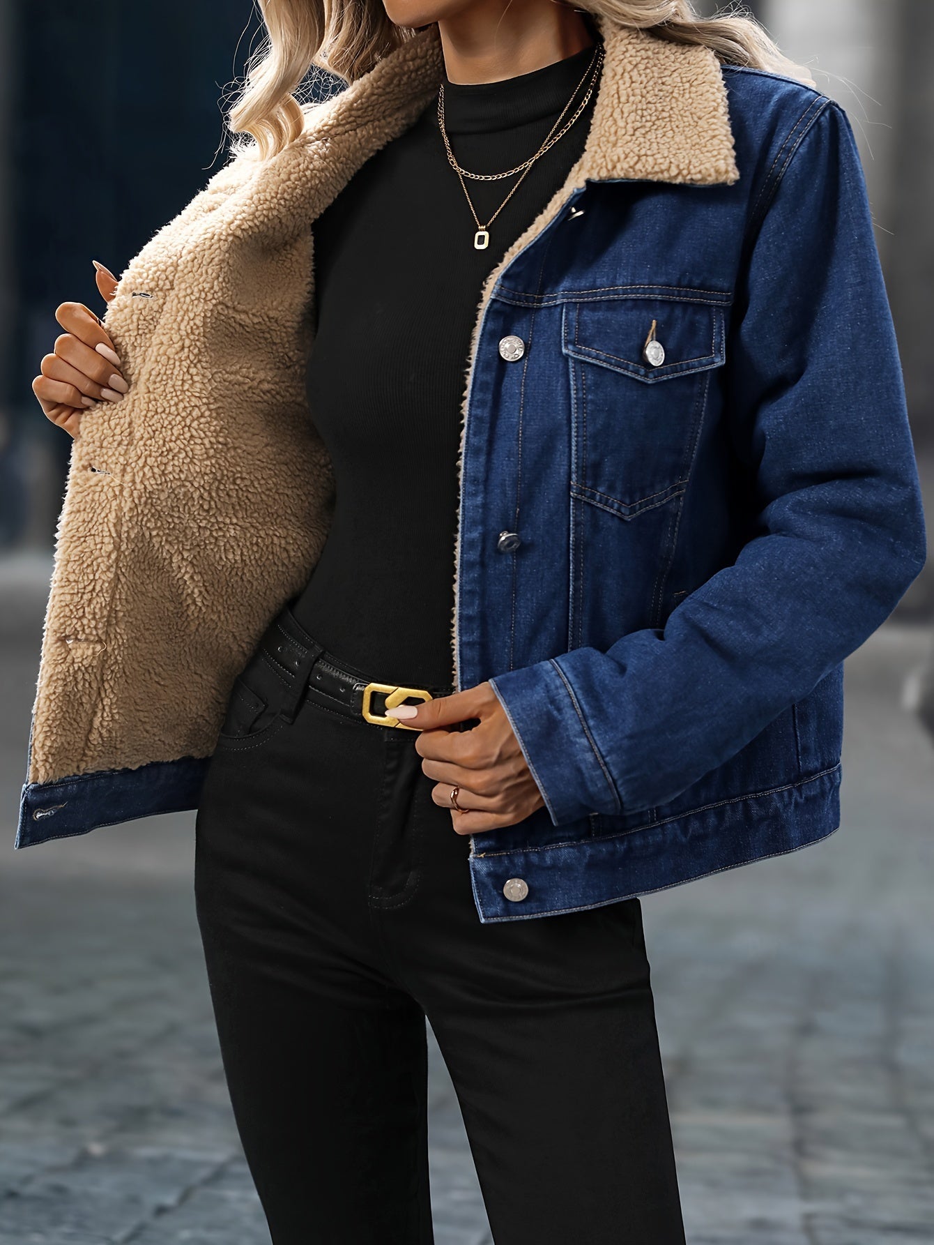 Berg-Feldt | Denimjacke mit Sherpa-futter Baumwolle/polyester Winterbereit und Modern