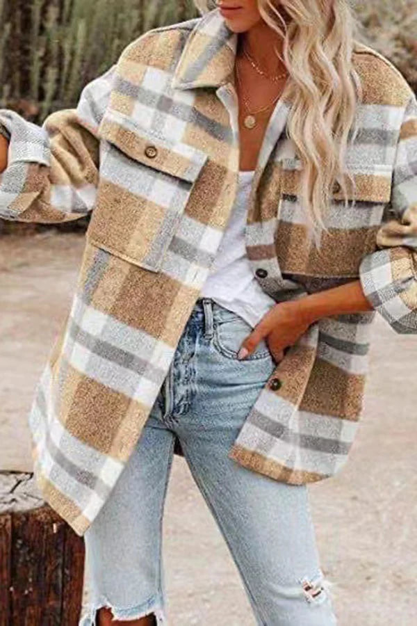 Berg-Feldt | Karierte Jacke mit Taschen für Frauen