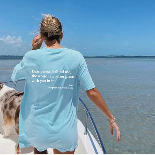 T-shirt ras du cou imprimé pour femme Fudus