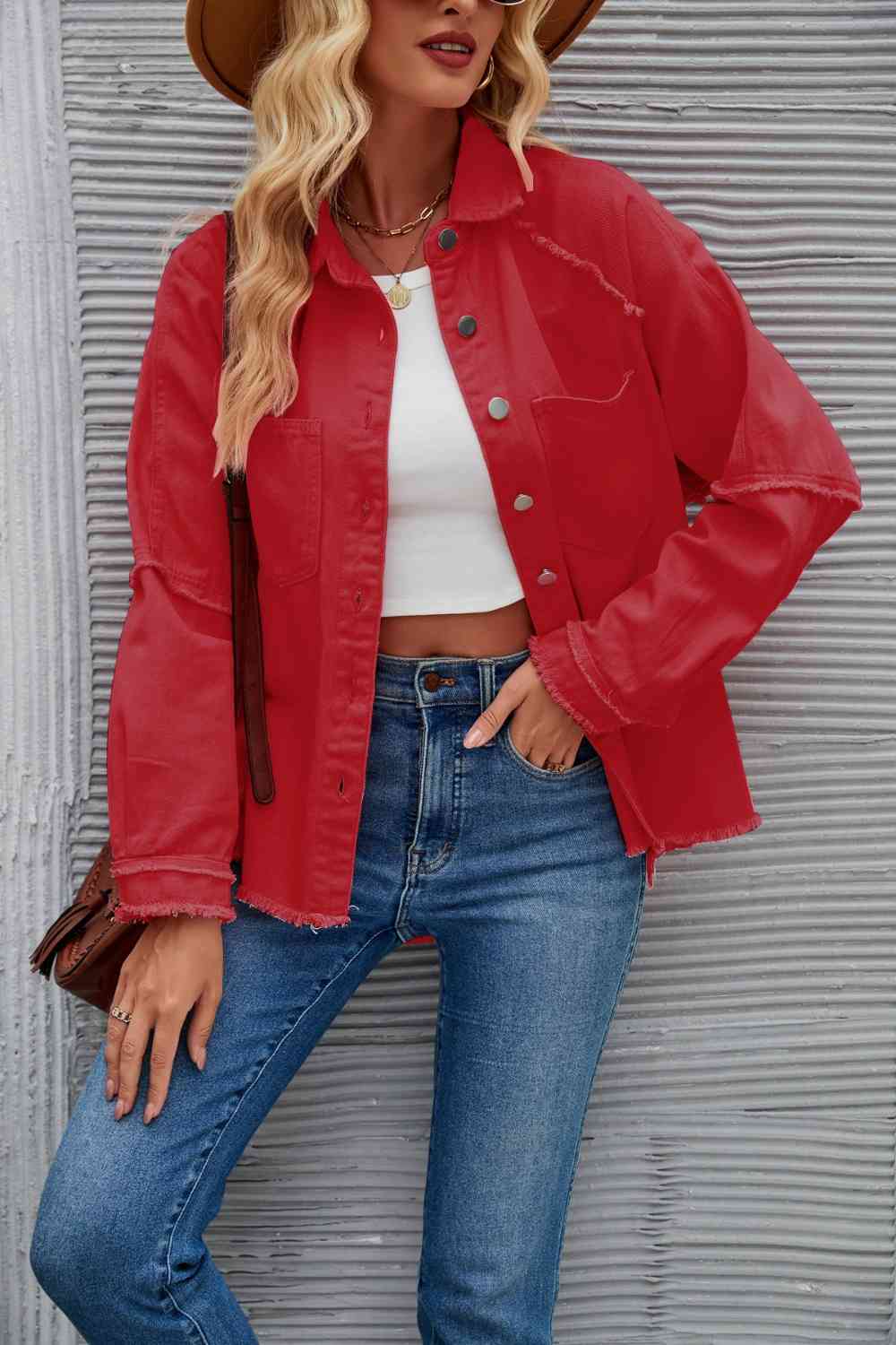 Berg-Feldt | Raw Hem Kragen Denimjacke