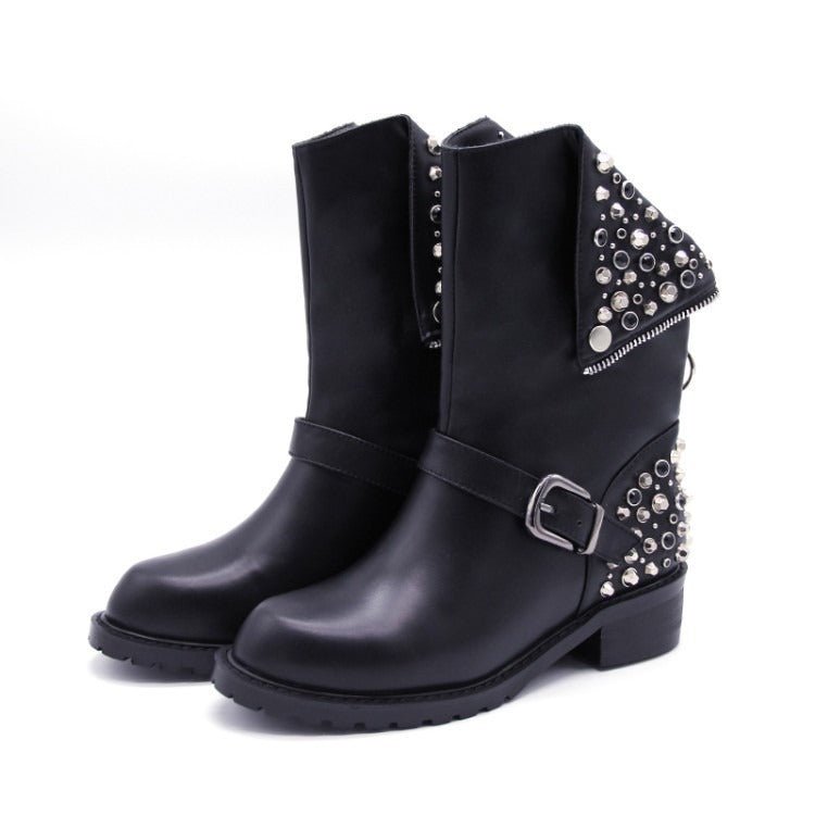 Berg-Feldt | Bottes de motard pour femme avec boucle et clous argentés